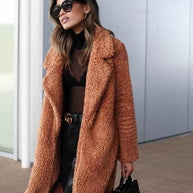 WOLF Versteckt Tasche Teddy Mantel