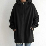 Schwarz Winter-Kapuzenpullover mit Reißverschluss