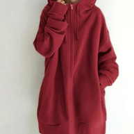 Rot Winter-Kapuzenpullover mit Reißverschluss
