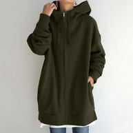 Armeegrün Winter-Kapuzenpullover mit Reißverschlussr