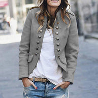 Grau blazer mit stehkragen