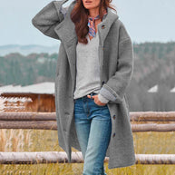 Eleganter dicker grau wintermantel 