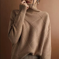 Lose braun rollkragenpullover 