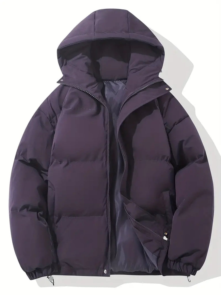 Lila Klassisches Design Warme Kapuzenjacke