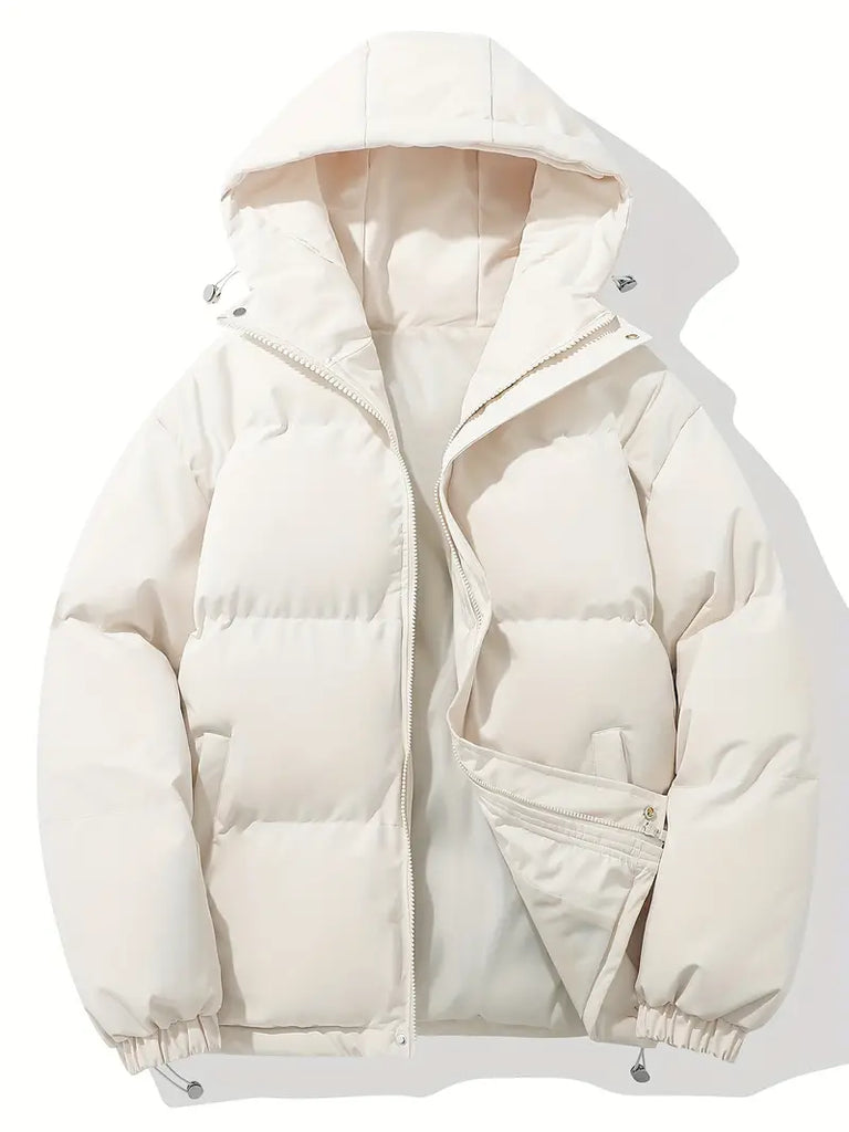 Beige Weiß Klassisches Design Warme Kapuzenjacke