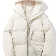 Beige Weiß Klassisches Design Warme Kapuzenjacke