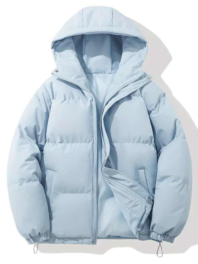 Hellblau Klassisches Design Warme Kapuzenjacke