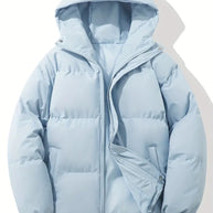 Hellblau Klassisches Design Warme Kapuzenjacke