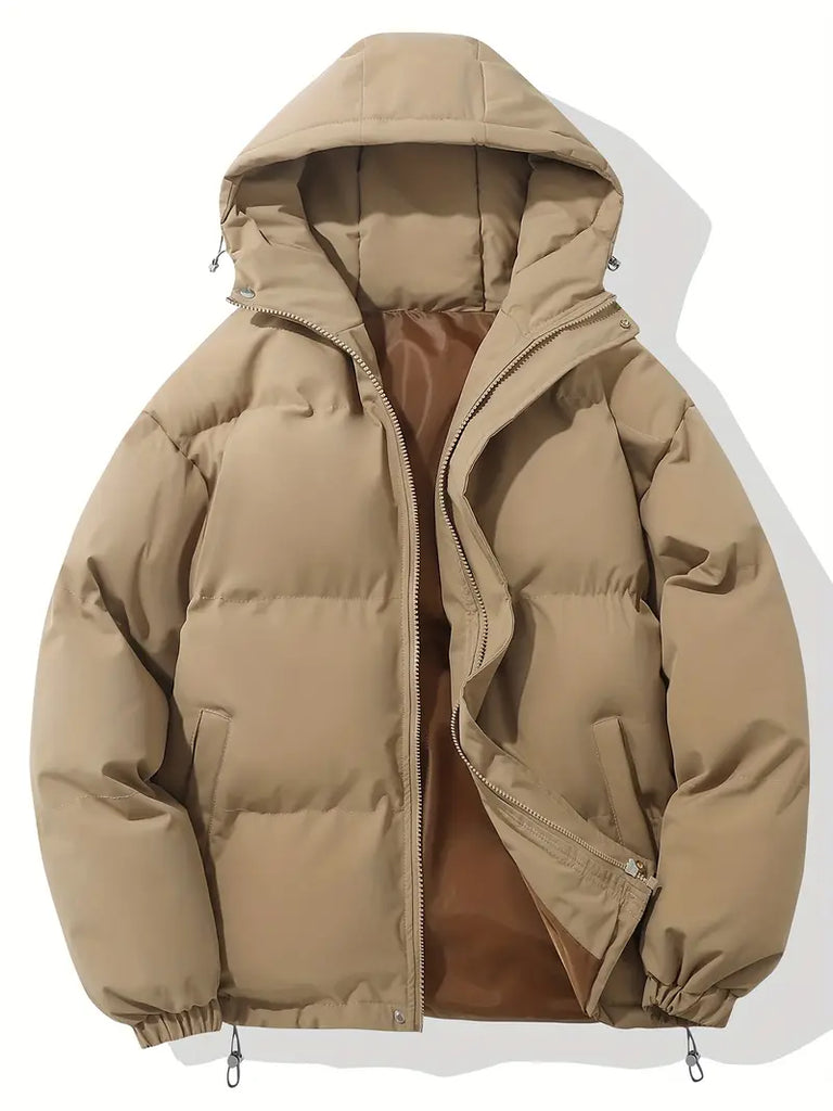Khaki Klassisches Design Warme Kapuzenjacke 