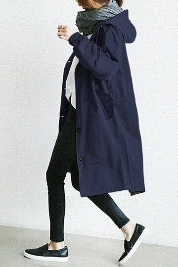 Langer marineblau trenchcoat
