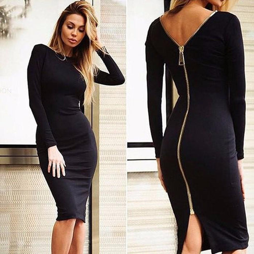 Chalku - Langärmeliges Bleistiftkleid mit Rückenreißverschluss