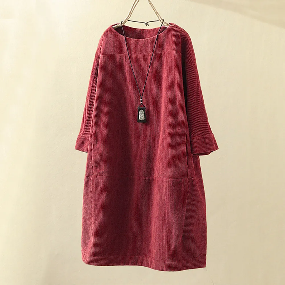 W&W LUNA - Vintage Herbst Kord Midikleid