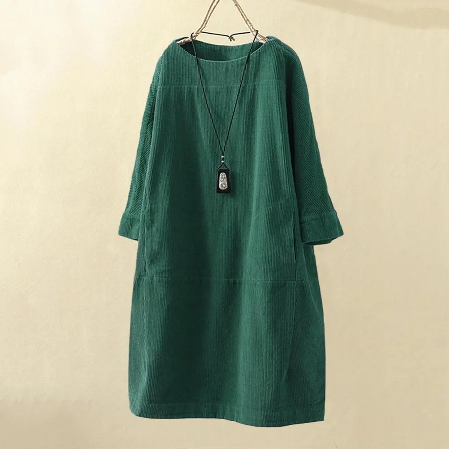 W&W LUNA - Vintage Herbst Kord Midikleid
