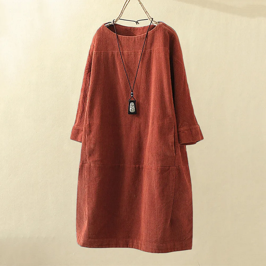 W&W LUNA - Vintage Herbst Kord Midikleid
