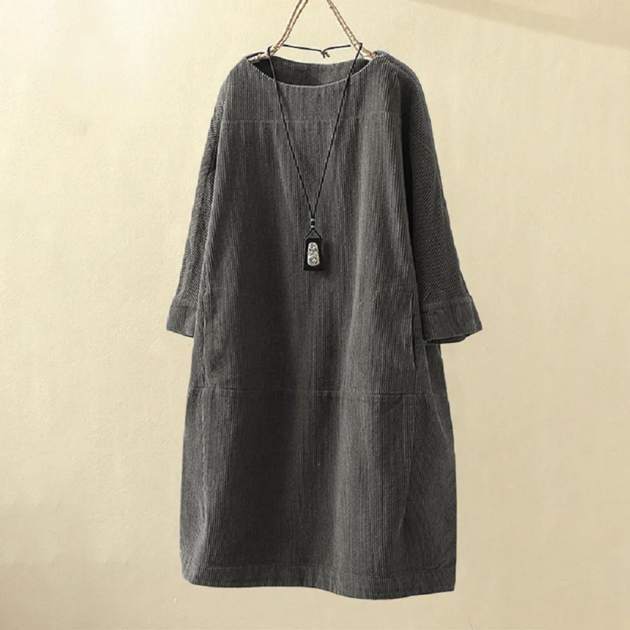 W&W LUNA - Vintage Herbst Kord Midikleid