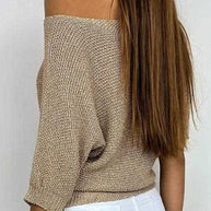 W&W - Goldfarbener einfarbiger Pullover mit Rundhalsausschnitt