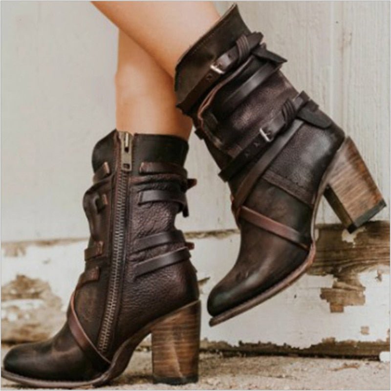 Eudex - Stylische Lederstiefel Retro-Look - FashionWOLF