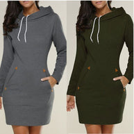 Hagia - Lässiges Hoodie-Kleid über dem Knie - FashionWOLF