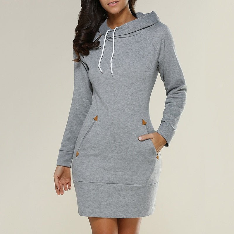 Hagia - Lässiges Hoodie-Kleid über dem Knie - FashionWOLF