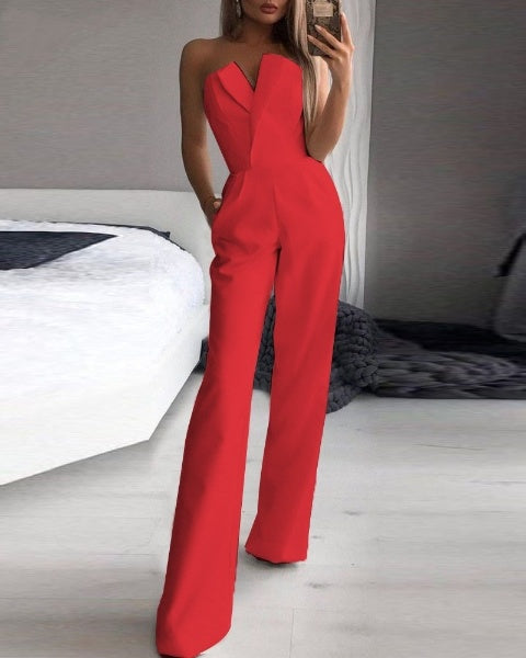 WOLF Roter ärmelloser Jumpsuit