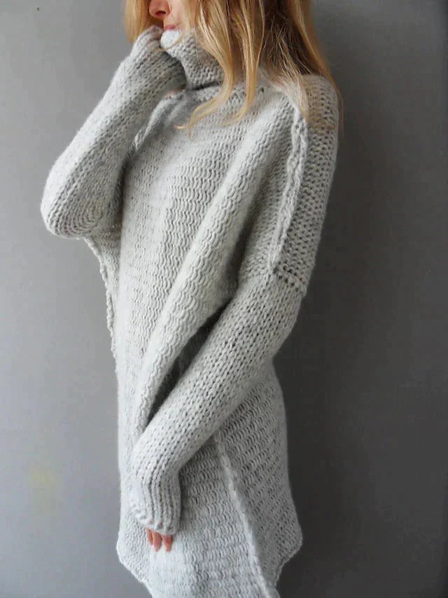 W&W - Grauer übergroßer Pullover mit Rollkragen