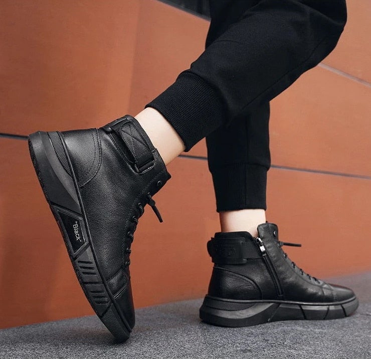 Martini™ - Robuste Herren-Lederstiefel aus schwarzem Leder - Wolf Fashion