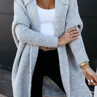 VELOVA - Oversize Boxy-Langarm-Strickjacke mit Kapuze - FashionWOLF