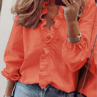 WOLF Bluse mit Rüschen und V-Ausschnitt - Wolf Fashion