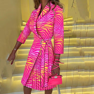 WOLF Eleganter gekerbter Kragen Blazer Kleid - FashionWOLF