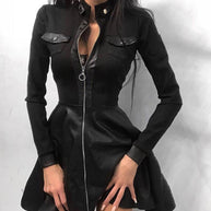 WOLF Leder-Reißverschluss Minikleid - FashionWOLF