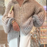 W&W Gestrickte Pulloverjacke mit Pailletten