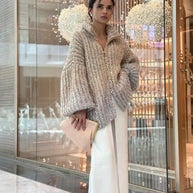 W&W Gestrickte Pulloverjacke mit Pailletten