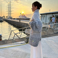W&W Gestrickte Pulloverjacke mit Pailletten